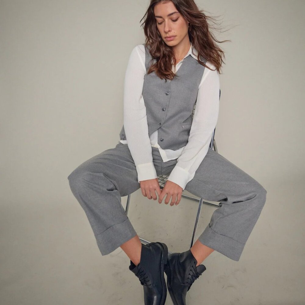 NWT MOS MOSH GRY CAIA PANT in colour Sharkskin, sz. EU38, ANKLE Cuffed